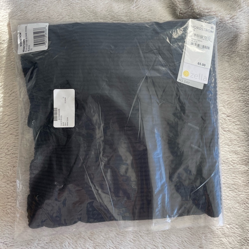 Zella plus nwt cozy ribbed black sloan hoodie sweatshirt